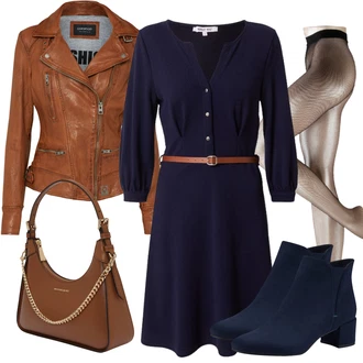 Outfit s Tmavě Modrá/Modrá Košilové šaty/Šaty s Páskem About You "Outfit na jaro"