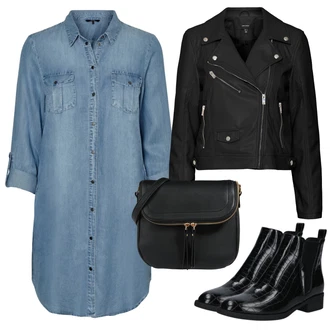 Outfit s Světle Modrá/Modrá Košilové šaty/Džínové Šaty VERO MODA "Outfity na volný čas"