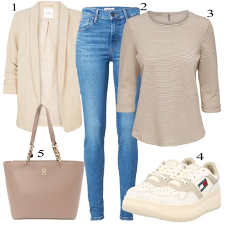 Outfit sa Bež/Pink/Plava Obuća Niska Tenisica Tommy Jeans "Tvoj otmjeni outfit"