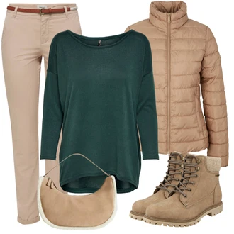 Outfit s Khaki/Hnědá/Béžová Vycpaná kozačka/Zimní kotníková bota/Zimní Kozačka/Kotníková Bota s Podšívkou/Klasická kozačka/Šněrovací Kozačka/Trekingová Bota/Bojová Bota/Kožené pánské obuv/Nepromokavá kozačka Tom Tailor "Perfektní na zimu"