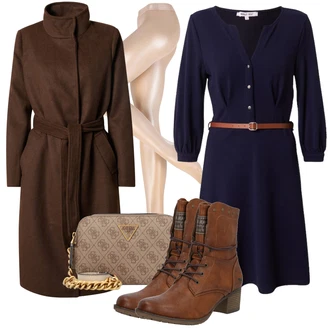 Outfit s Tmavě Modrá/Modrá Košilové šaty/Šaty s Páskem About You "Perfektní na zimu"