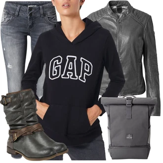 Outfit s Šedá Batoh Johnny Urban "Perfektní na zimu"