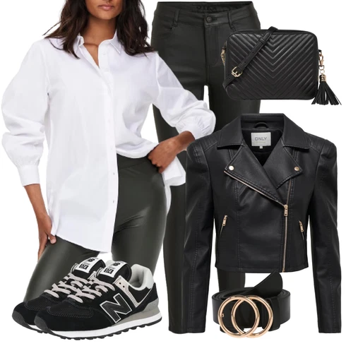 Kombinace Bílá/Krémová Oversize Muselínová Blůza/Businessová Halenka/Halenka se Stojatým Límcem/Žehlení odolná blůza/Oversize Halenka/Halenkové Body/Blůza s knoflíčkem/Tunikové Tričko/Dlouhá Halenka/Slip-on Halenka Only kombinovat s Černá/Bílá Kožená bunda/Termální Džíny/Motorkářské Džíny Vila