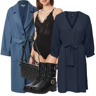 Prošívaný Dlouhé / Maxi Outfit s Černá Taška Přes Rameno/Dlouhý Zimní Kabát/Dlouhé Šaty/Dlouhá tylová sukně/Doplňek/Dlouhé Kardigany Dorothy Perkins "Perfektní na zimu"