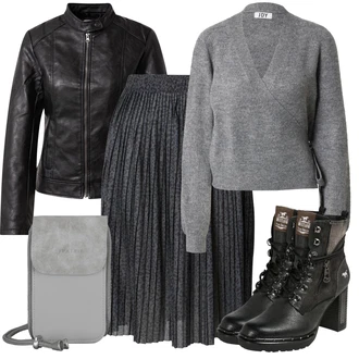 Outfit s Černá Motorkářské Bund/Kožené Bund Bunda z Umělé Kůže/Bunda s Bočním Zipem/Kožená Bomber Bund/Kožené Bund/Motorkářská bunda/Kožená vintage bunda JdY "Perfektní na zimu"
