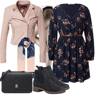 Outfit s Béžová/Růžová Síťovaná punčocha/Síťovaný punčocháč Falke "Perfektní na zimu"