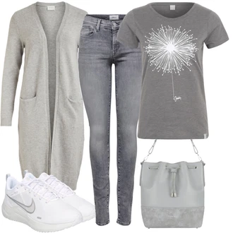 Outfity na zimu s Šedá/Světle šedá Pletenina veľkej veľkosti Vila "Perfektní na zimu"