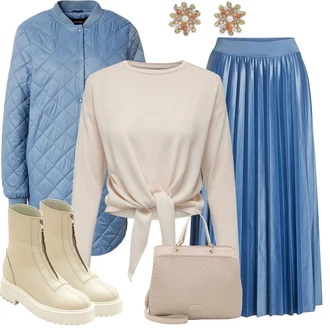 Široký pas Outfit s Béžová/Khaki Teniska Tenisky s Bočním Zipem/Kožená bunda/Kozačka se zipem/Plochá Kotníková Bota Edited "Perfektní na zimu"