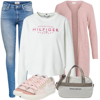 Outfit s Šedá Doplňek/Taška/Dlouhé Šaty/Dlouhý Zimní Kabát/Dlouhá tylová sukně Tommy Jeans "Perfektní pro volný čas"