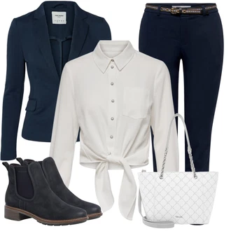 S Mašlí Outfit s Šedá/Khaki/Bílá/Béžová/Krémová Zavazovací Halenka/Halenka S Mašlí/Halenkové Body Only "Perfektní pro volný čas"