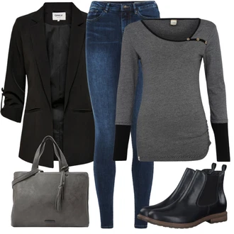 Outfity na zimu s Černá Blůzové Sako/Dlouhý Sako/Neformální Sako/Cargo Sako/Smokingové sako/Oversize Sako/Krátké Sako/Boyfriend Sako/Blejzrové Bund/Kožená Pánská Bund/Kožená bunda pro muže Only "Perfektní pro volný čas"