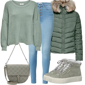 Outfit sa Siva/Pastelne boje Čizmica Gležnjača na Vezanje Tamaris "Praktičan look"