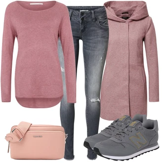 S Kapuljačom Na Skidanje Outfit sa Pink/Crvena/Ljubičasta/Smeđa Pleteni Flis Kaput/Pleteni Kaput/Kaput od Vunenog Flisa/Zimski Kaput Vuneni kaput/loden kaput/Kaput od Flisa/Kaput s Kapuljačom Only "Proljetni outfit za žene"