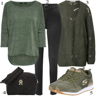 outfit mit Rjava/Khaki/Temno siva/Siva/Svetlo siva/Temno rjava Skinny Hlače/Legica iz Žameta/Jeans Pajkice/Hlača z Razporkom/Jeggings Only "Zimska oblačila"