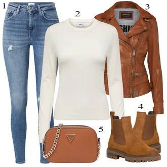 Biker outfit mit Rjava/Temno rjava/Roza Vintage Usnjena Jakna/Jesenska jakna/Motoristična jakna/Jakna iz Umetnega Usnja/Usnjena Bomber Jakna/Usnjena Jakna/Pomladna jakna Oakwood "Pokrivalo za pomlad"