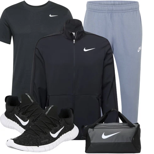 Party Schwarz/Grau/Dunkelgrau/Dunkelblau T-Shirt Training/Sport-Top/Funktions T-Shirt Nike kombinierenLook: Wasen, Konzert, Festival, Konfirmation, Bar, Pop Konzert, Schule, Hawaii, Party