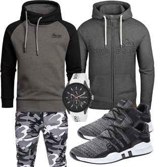 Winter Outfits Streetwear mit Grau Unkategorisiert OneRedox "Sportliches Winter Outfit"Look: Goa, Streetwear