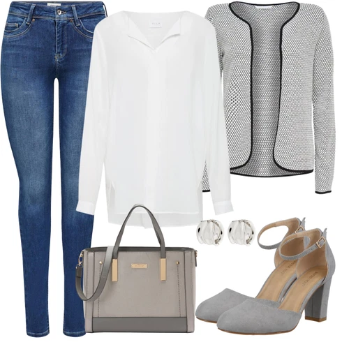 Kombinace Šedá/Hnědá/Béžová/Bílá/Krémová/Khaki Halenkové Body/Blůza s knoflíčkem/Halenka se Stojatým Límcem/Dlouhá Halenka/Halenka s Dlouhým Rukávem/Oversize Halenka/Oversize Muselínová Blůza/Slip-on Halenka/Tunikové Tričko Vila kombinovat s Šedá/Světle šedá Pletenina veľkej veľkosti/Mikina/Kabát Only