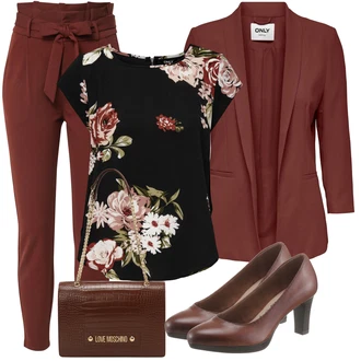 Outfit s Červená Doplňek/Dlouhá tylová sukně/Dlouhé Šaty/Dlouhý Zimní Kabát/Taška Love Moschino "Stylový look na jaro"