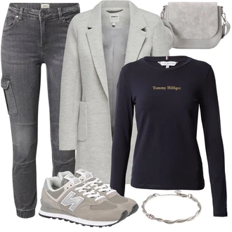 Outfit s Šedá/Světle šedá/Tmavě šedá Cargo džíny/Motorkářské Džíny Only "Stylový outfit na jaro"