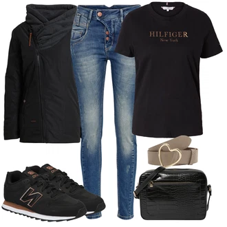 Outfit s Černá Teniska New Balance "Stylový outfit na jaro"