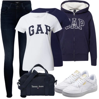 Outfit s Černá Mikina/Móda Pro Plnoštíhlou GAP "Stylový outfit na jaro"