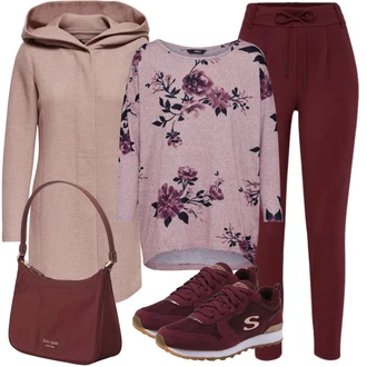 Outfit s Růžová/Hnědá/Fialová Zimní Kabát Vlněný kabát/Lodenový kabát/Pletený Kabát/Kabát s Kapucí/Pletený Fleecový Kabát/Kašmírový Kabát/Vlněný Fleecový Kabát Only "Stylový outfit na jaro"