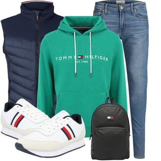 Retro Outfit mit Blau/Hellblau Lederjacke/Slim Fit Jeans/Leder Schuhe/Push up Jeans/Low Rise Jean/Jeans mit Schlitz/Thermojeans/Winterjacke/Schlupfjeans/Knöchelstiefel Jack & Jones "Super für die Freizeit"Look: Uni, Retro, Schlichte, Casual, Nahtlos, Coole, Classic, Disco, Old Money