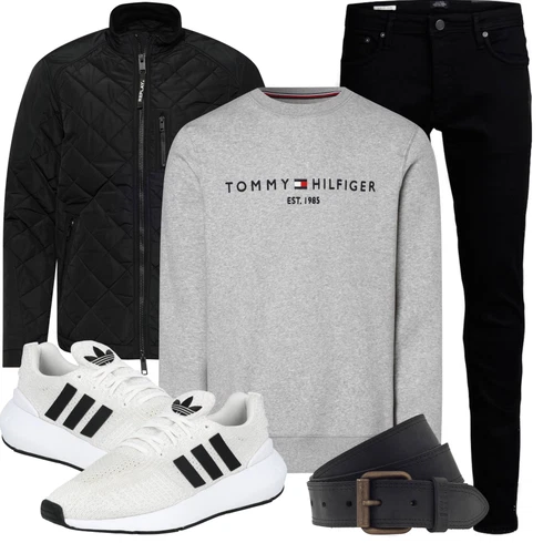 Grau/HellGrau Sweatmode/Damen Pullover/Sport Sweatshirt/Women's Fleece Sweatshirts/Unisex Hoodie Tommy Hilfiger kombinieren