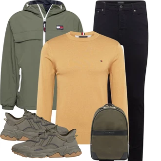 Outdoor Outfit mit Schwarz/Dunkelblau Hose Große Größe/Slim Fit Jeans/Lederjacke/Leder Schuhe/Thermojeans/Sweatjeans/Winterjacke/Low Rise Jean/Knöchelstiefel Jack & Jones "Super für die Freizeit"Look: Uni, Lack, Outdoor, Casual, Unisex, Coole, Smart Casual, Schlichte, Elegant