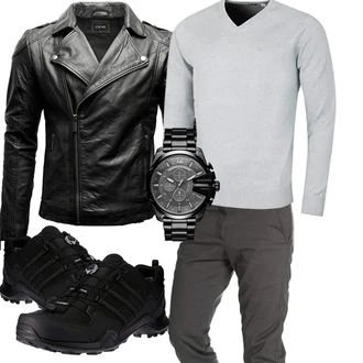 Outfit mit Schwarz Schuh Winter Stiefel Adidas "Super für die Freizeit"