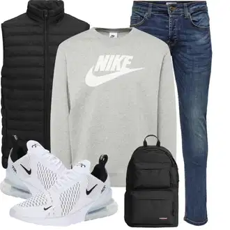 Outfit mit Blau/Hellblau/Dunkelblau Slim Fit Jeans/Herren Lederjacke/Tapered-Jeans/Biker Jeans/Winterjacke/Lederjacke/Leder Schuhe/Low Rise Jean/ThermoJeans/Jeans mit Schlitz/Low Waist Jean/Vintage Jeans Only & Sons "Super für die Freizeit"