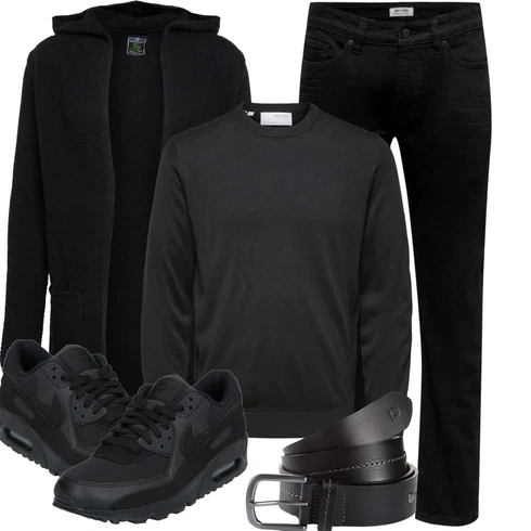 Oversize Schwarz Strickjacke Gefüttert/Wolle Strickjacke/Kaschmir-Strickjacke/Winter Strickjacke/Baumwoll Strickjacke/Lange Strickjacken/Stehkragen-Strickjacke Key Largo kombinierenLook: Uni, Skater, Oversize, Unisex, Büro, Casual