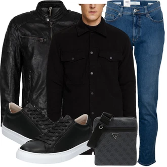 Kurz/Mini Outfit mit Schwarz Lederjacke/Schlaghose Gipsy "Super für die Freizeit"