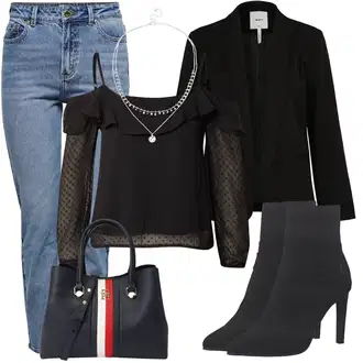 Outfit sa Crna Pleteni Sako/Kožna Jakna za Muškarce/Elegantni Sako/Kožna Jakna za muškarce/Sako Jakna/Sako od smokinga/Oversize Sako/Kožna Jakna/Kratki Sako/Boyfriend Sako/Nekategorizirano OBJECT (Petite) "Trendi zimski outfit"