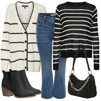 Nova Outfit s ?erná/?lutá/Hn?dá/Bílá VERO MODA "Trendový zimní vzhled"