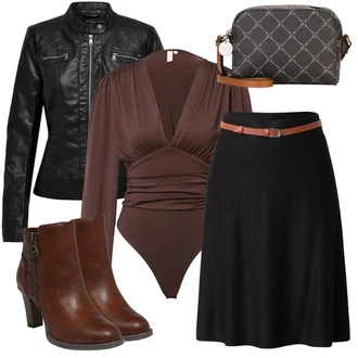 Outfity na zimu Ke kolenům Viskóza s Černá/Hnědá/Khaki/Tmavě hnědá About You "Trendový zimní vzhled"