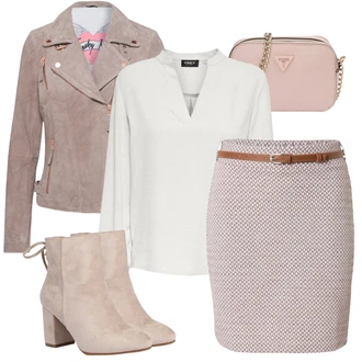 Vysoké Podpatky Outfit s Béžová/Hnědá Kotníková Bota Na Podpatku/Zimní kotníková bota/Kotníková Bota s Podšívkou/Letní kotníková kozačka/Šněrovací Kotníková Bota About You "Trendový zimní vzhled"