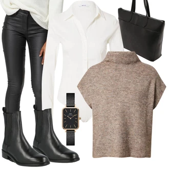 Outfity na zimu Lehké Midi s Bílá/Krémová Halenkové Body About You "Trendový zimní vzhled"