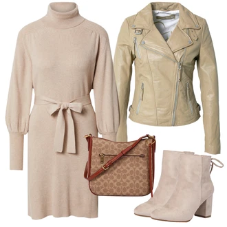 Vysoké Podpatky Outfit s Béžová/Hnědá Kotníková Bota Na Podpatku/Zimní kotníková bota/Kotníková Bota s Podšívkou/Letní kotníková kozačka/Šněrovací Kotníková Bota About You "Vzhledy pro volný čas"