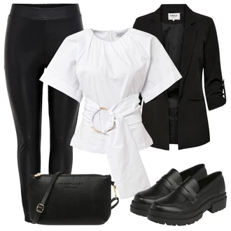 Outfit s Černá Formovaná Legína/Tregíny/Legíny s Podšívkou/Legíny s Vysokým Pasem/Kalhoty z Umělé Kůže/Vinylový Legín/Legíny Kožený Vzhled/Neprůhledný Legíny/Kožený legíny/Latexové legíny/Legíny s Rozparkem Only "Vzhledy pro volný čas"