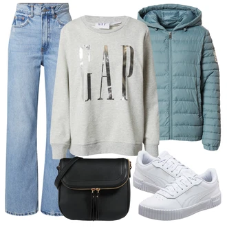 Outfit s Světle Modrá/Modrá Džín s Širokou Nohavicí/Formální Košile/Mom Jean/Džíny s Rozparkem/Dad Džíny/Džíny Culottes/Vintage džíny/High Waist Džínové Kalhoty/Džíny Volného Střihu Dr. Denim "Vzhledy pro volný čas"