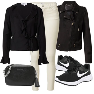 Outfit s Černá/Hnědá Halenka s Mašlí/Halenka s Volánem/Zavazovací Halenka/Zavinování Halenka/Halenka s Kapucí/Crash blůza Edited "Vzhledy pro volný čas"
