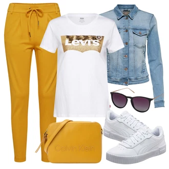 Outfit s Oranžová Dlouhé Šaty/Slim Fit Džíny/Dlouhé Kardigany/Dlouhý Svetr/Taška Přes Rameno/Dlouhý Zimní Kabát/Dlouhá tylová sukně/Doplňek Calvin Klein "Vzhledy pro volný čas"