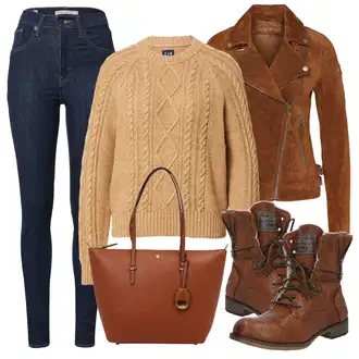 Outfit s Šedá/Hnědá/Khaki/Béžová Bunda s Bočním Zipem/Kožené Bund Kožená vintage bunda/Bunda z Umělé Kůže/Motorkářské Bund/Kožené Bund/Motorkářská bunda Freaky Nation "Vzhledy pro volný čas"