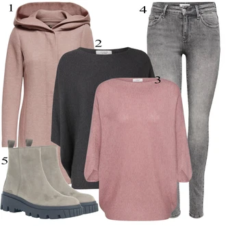 Outfit sa Pink/Ljubičasta/Smeđa Kaput s Kapuljačom/Kaput od Vunenog Flisa/Kaput od Kašmira/Pleteni Kaput/Vuneni Kaput/loden Kaput/Pleteni Flis Kaput Only "Tvoj otmjeni outfit"