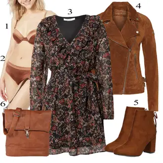 Kombinacije za zimu Midi Šifon sa Crna/Pink/Crvena/Smeđa/Narandžasta Haljina Veći Broj/Tunika/Kaput About You "Tvoj otmjeni outfit"