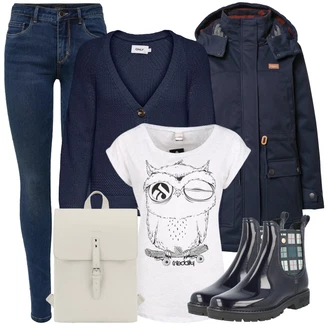 Ležérní Outfit s Modrá/Tmavě modrá Džínové Legíny/Jeggings Only "Zimní look"Look: Styl, Ležérní, Cool, Kovbojka, Krásný, Old Money, Western