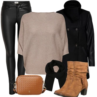 Outfit s Béžová/Hnědá Klasická Kozačka/Vintage Kozačka/Westernová Kotníková Bota/Bota se širokým nohavici/Letní kotníková Kozačka/Kotníková Bota s Podšívkou/Kovbojská kotníková bota/Vintage Kotníková Bota Rieker "Zimní look"