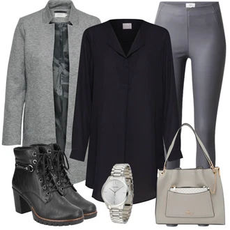 Krátká/mini Outfit s Šedá/Béžová Batoh/Taška Přes Rameno/Doplňek/Zvonová Kalhoty river island "Zimní look"